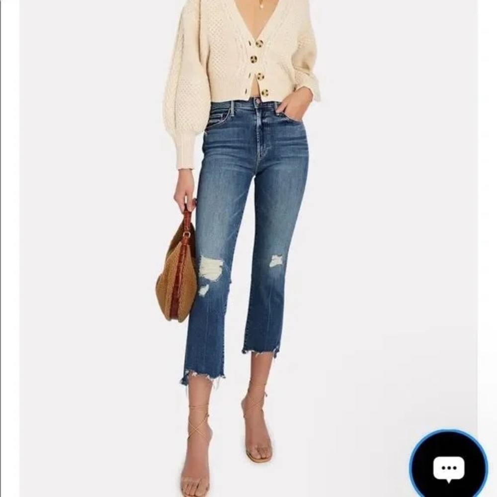 MOTHER SUPERIOR The Insider Crop Step Chew Jeans Better When Its Wrong Wash 28